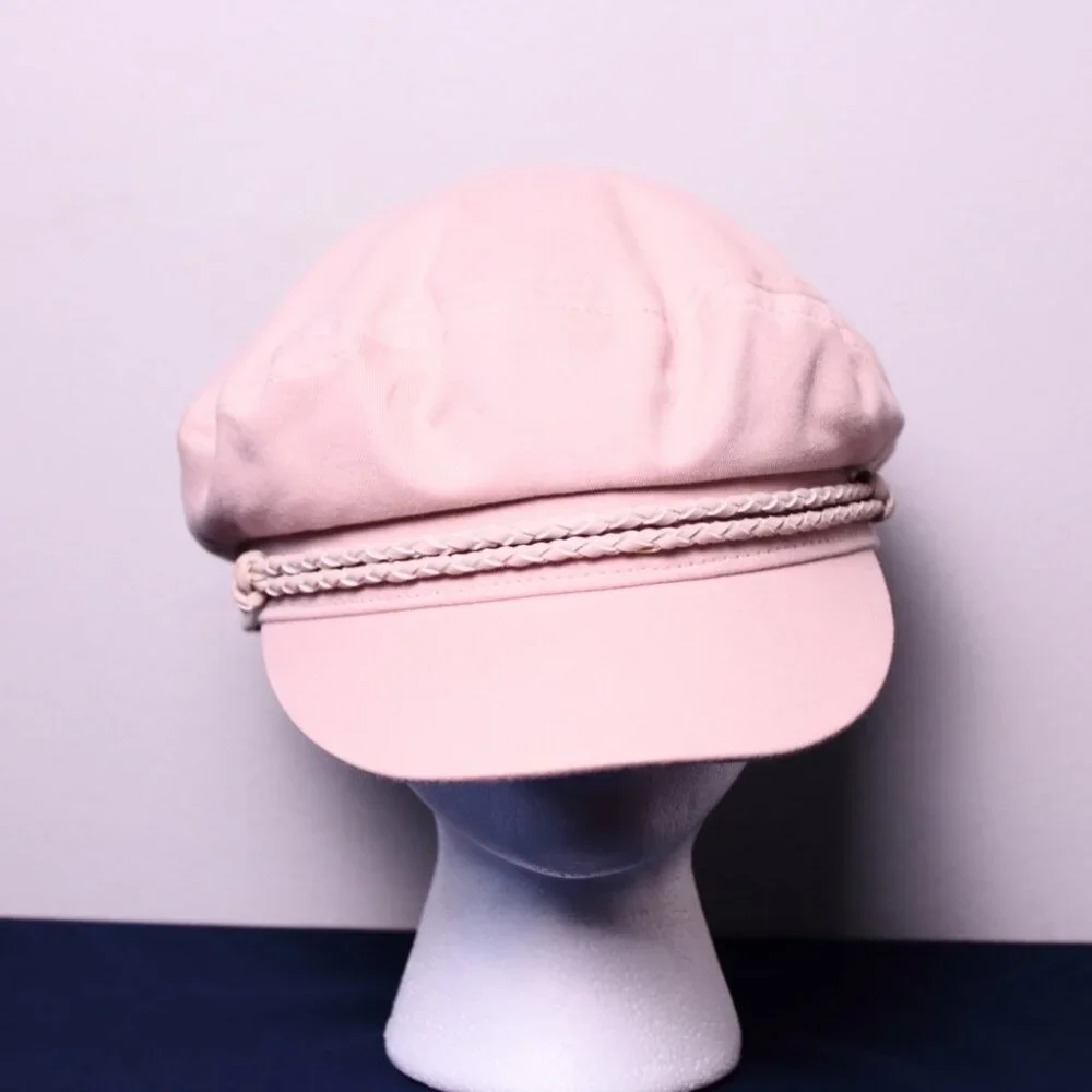 Brixton Pink Fisherman Cap with Cream Braided Trim